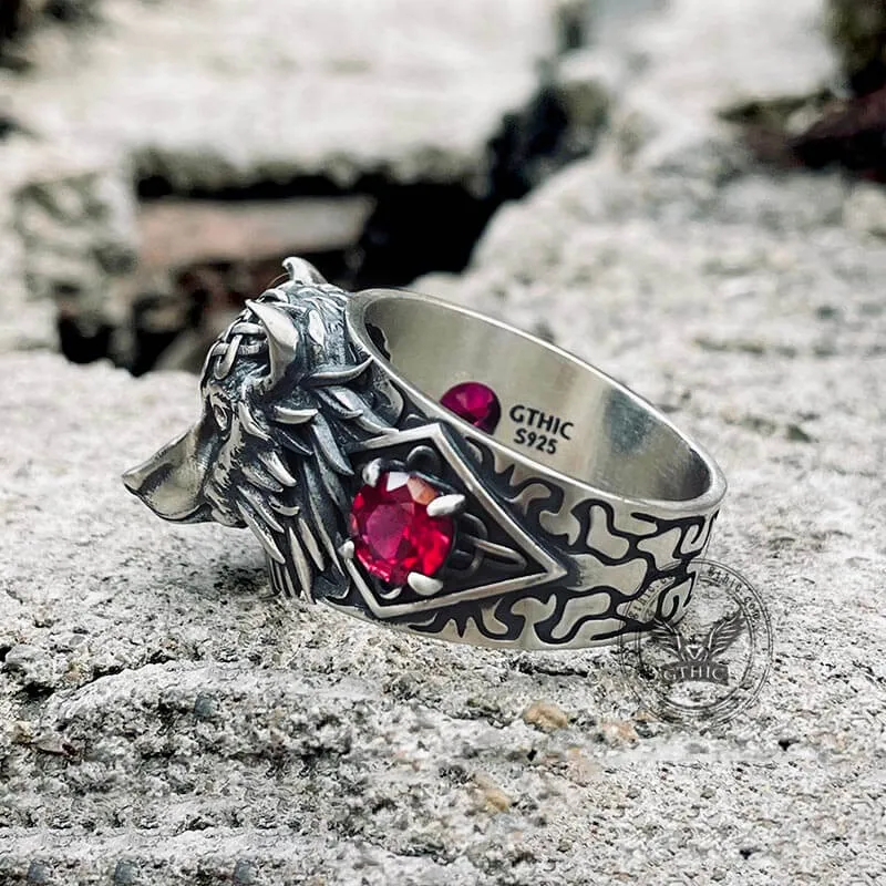 Norse Wolf Zircon Sterling Silver Viking Ring sold by GTHIC product image thumbnail 5