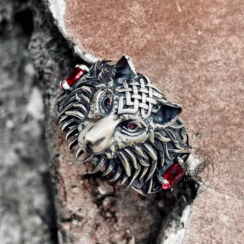 Norse Wolf Zircon Sterling Silver Viking Ring sold by GTHIC product image thumbnail 3