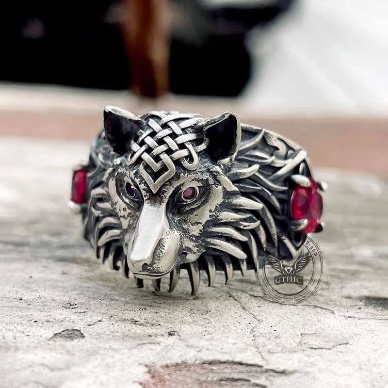 Norse Wolf Zircon Sterling Silver Viking Ring sold by GTHIC product image thumbnail 4