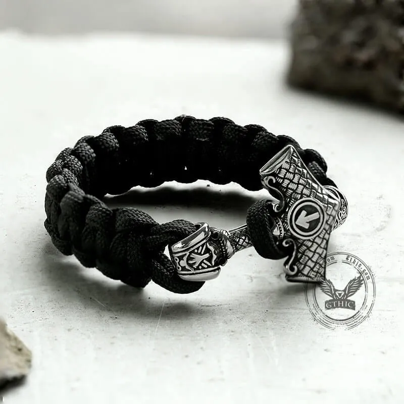 Black Thor’s Hammer Stainless Steel Viking Paracord Bracelet sold by GTHIC product image thumbnail 5