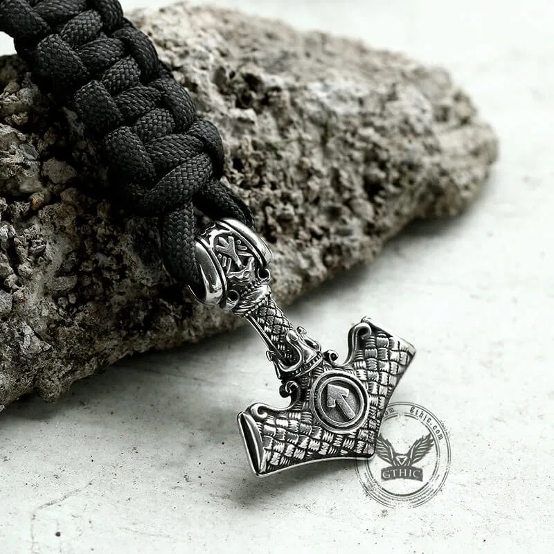 Black Thor’s Hammer Stainless Steel Viking Paracord Bracelet sold by GTHIC product image thumbnail 3