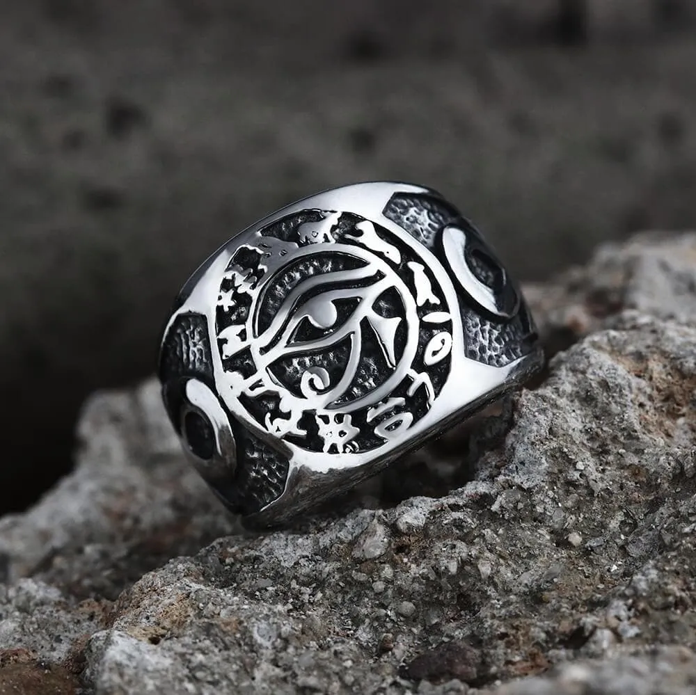 Eye of Ra Ankh Cross Stainless Steel Egypt Ring sold by GTHIC