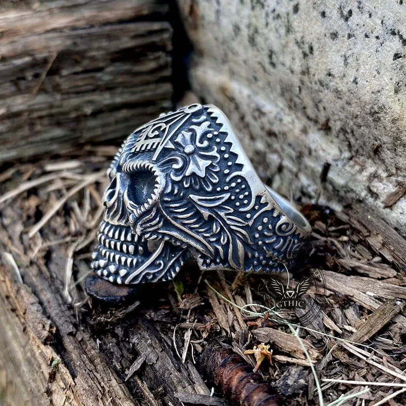 Heavy Metal Sterling Silver Masonic Skull Ring sold by GTHIC product image thumbnail 4