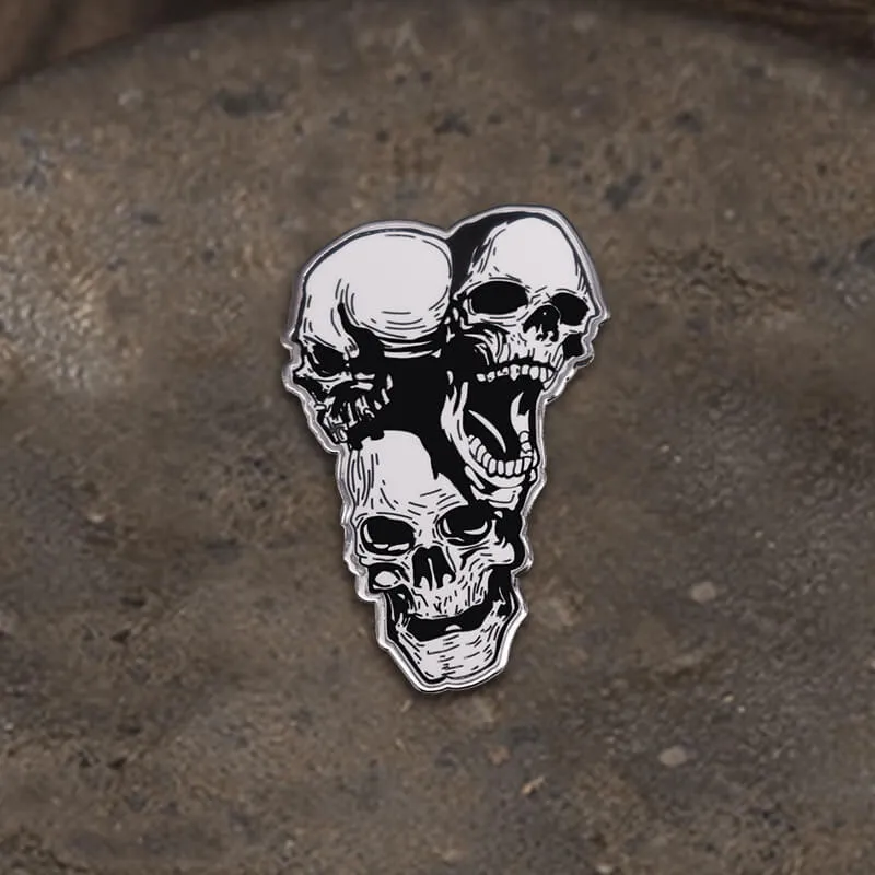 Gothic Stacked Skull Heads Alloy Brooch sold by GTHIC