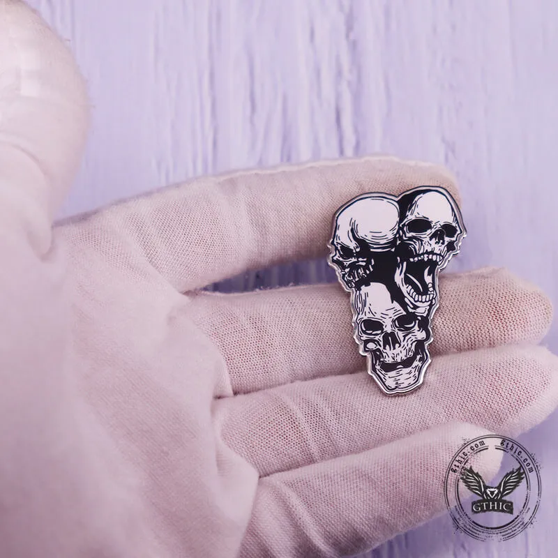 Gothic Stacked Skull Heads Alloy Brooch sold by GTHIC product image thumbnail 2