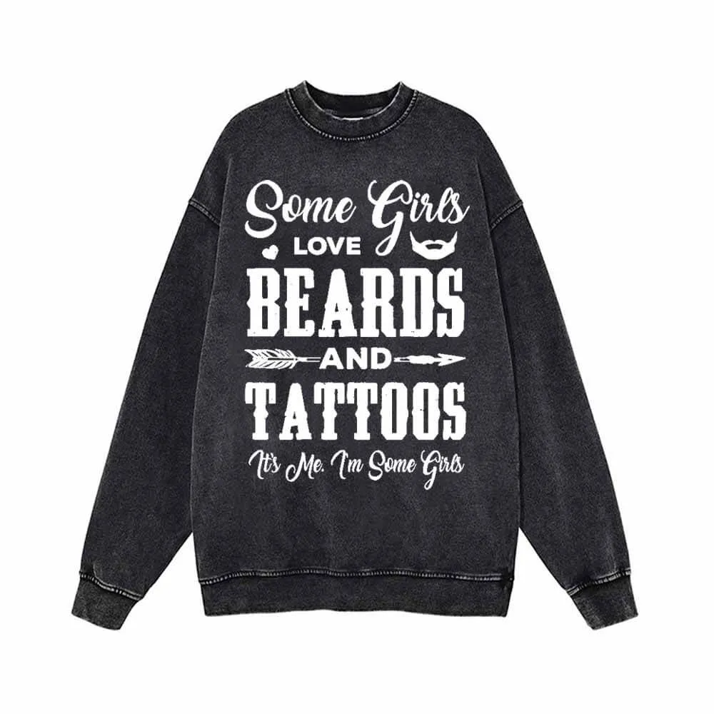 Beards And Tattoos Vintage Washed Hoodie Sweatshirt sold by GTHIC product image thumbnail 2