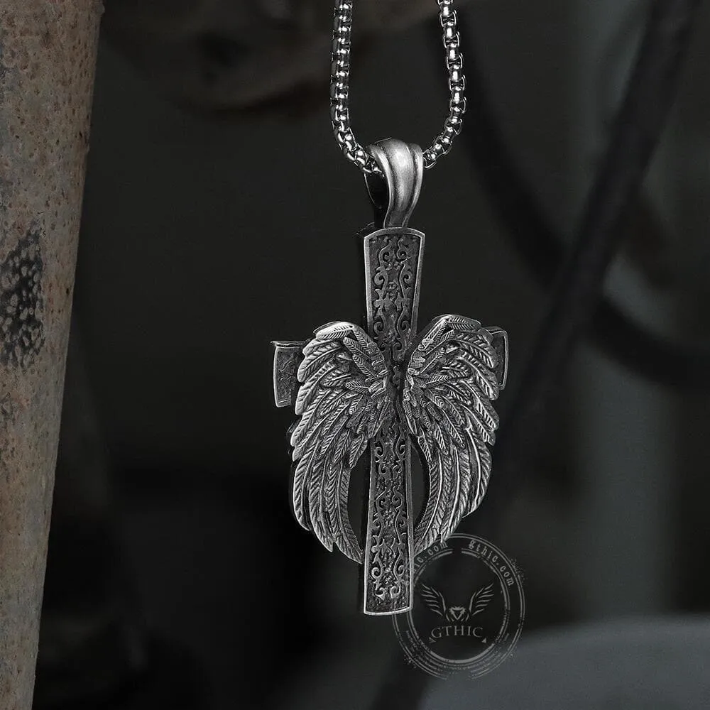 Angel’s Wing Cross Pure Tin Necklace sold by GTHIC product image thumbnail 3