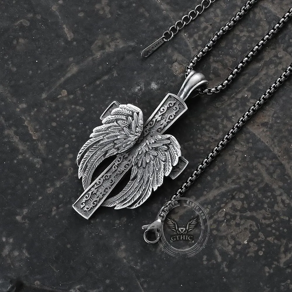 Angel’s Wing Cross Pure Tin Necklace sold by GTHIC product image thumbnail 4