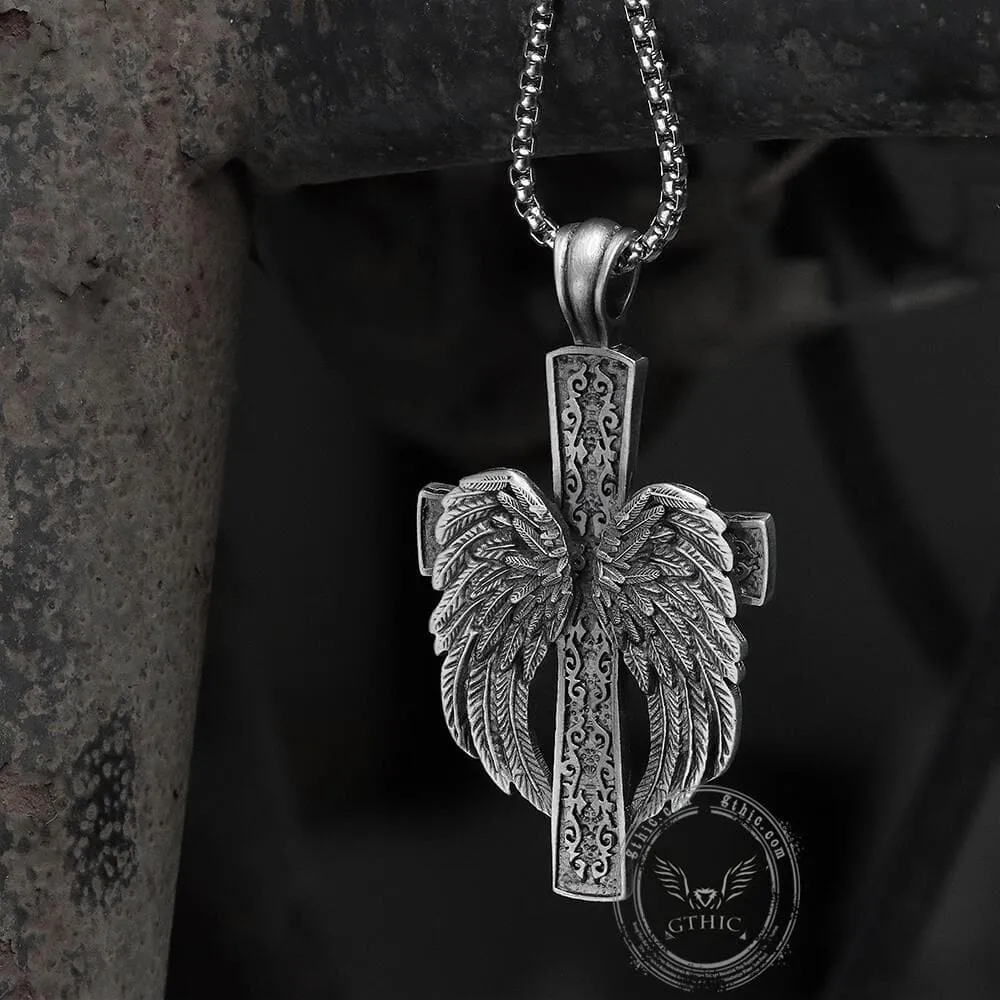 Angel’s Wing Cross Pure Tin Necklace sold by GTHIC product image thumbnail 2