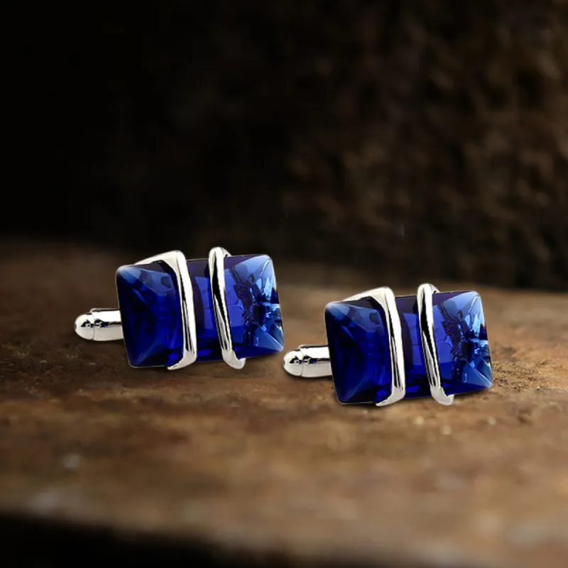 Rectangular CZ Stone Brass Cufflinks sold by GTHIC