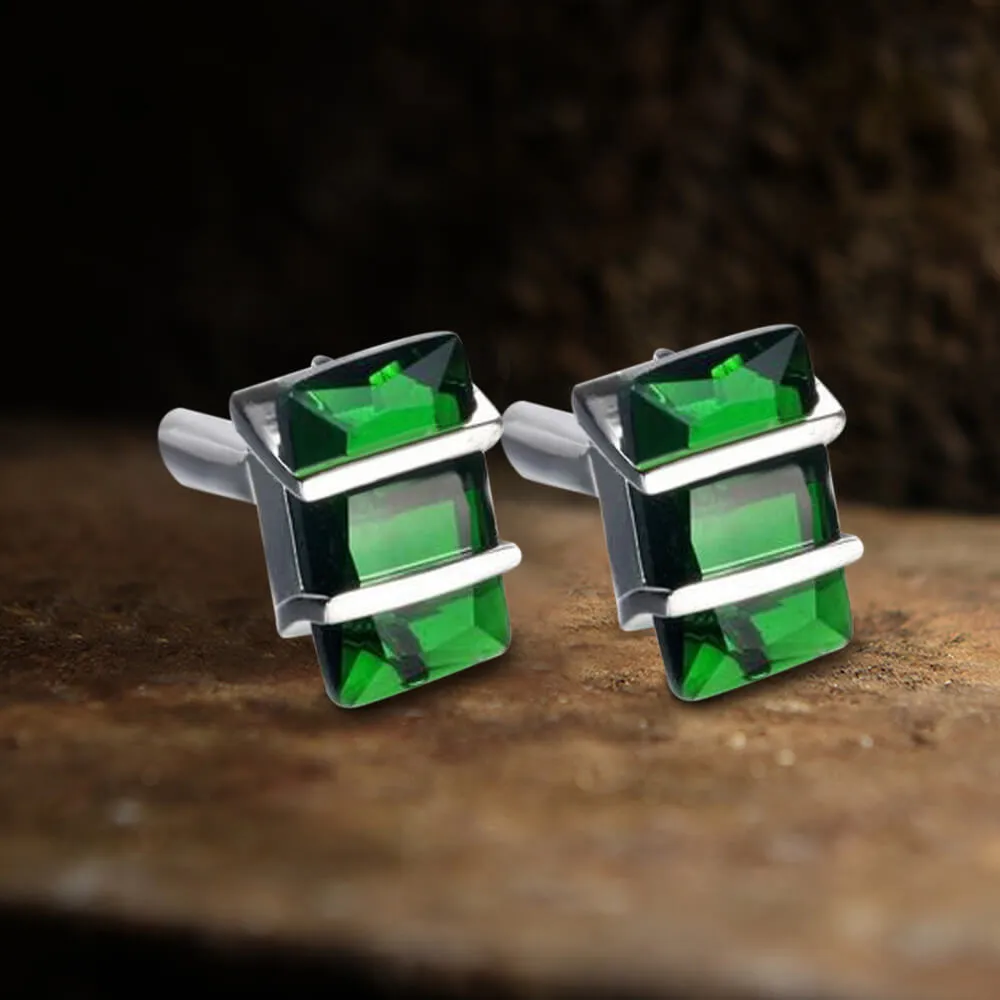Rectangular CZ Stone Brass Cufflinks sold by GTHIC product image thumbnail 3