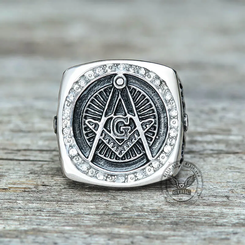 Diamond Masonic Symbol Stainless Steel Ring sold by GTHIC product image thumbnail 4