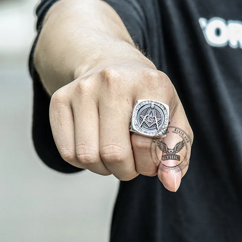 Diamond Masonic Symbol Stainless Steel Ring sold by GTHIC product image thumbnail 2