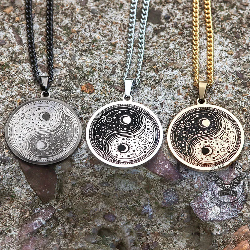 Gothic Yin Yang Mandala Stainless Steel Necklace sold by GTHIC product image thumbnail 2