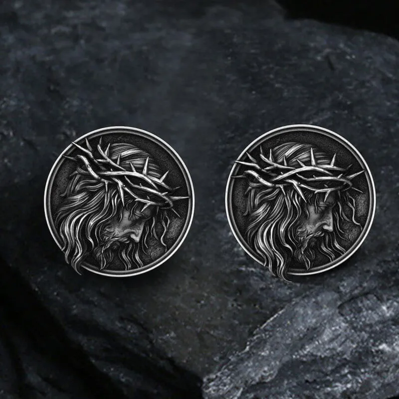 Detailed Jesus Christ Pure Tin Cufflinks sold by GTHIC