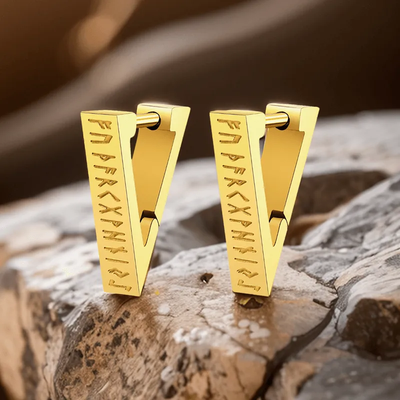 Viking Runes Triangle Stainless Steel Earrings sold by GTHIC product image thumbnail 4