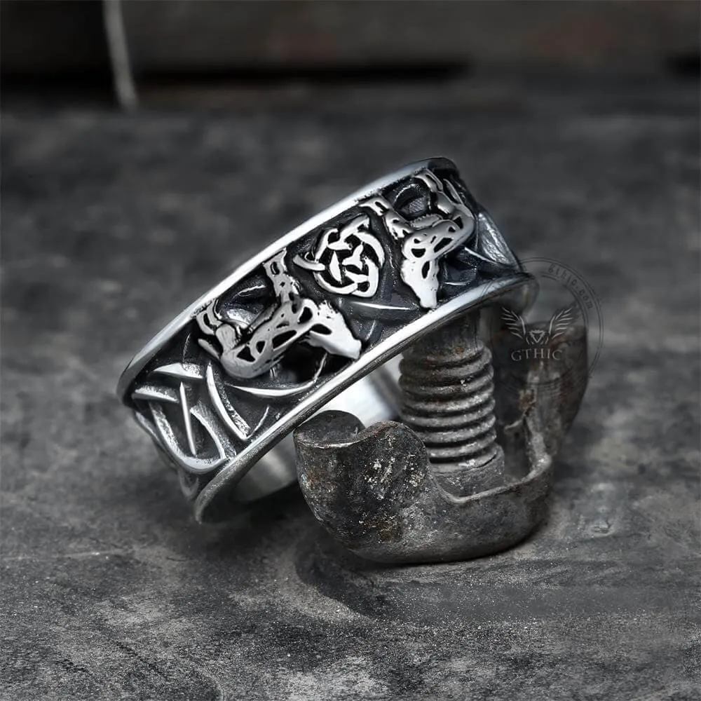 Fenris-wolf Stainless Steel Viking Ring sold by GTHIC product image thumbnail 5