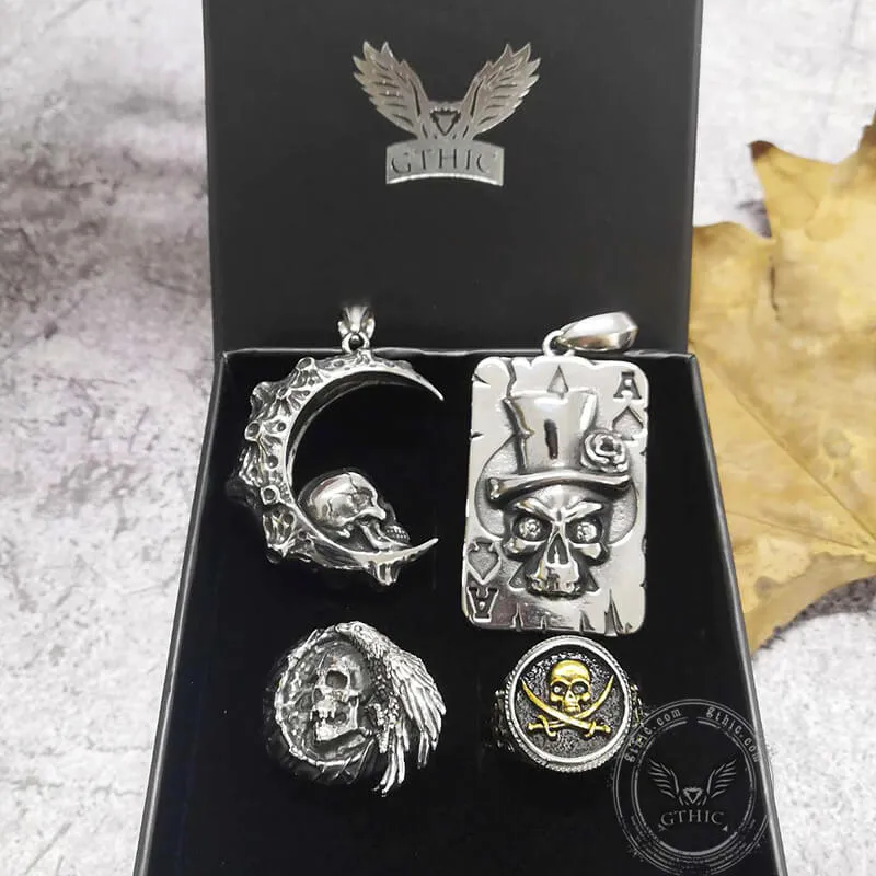 4 Pcs Skull Ring and Pendat Jewelry Set sold by GTHIC product image thumbnail 3