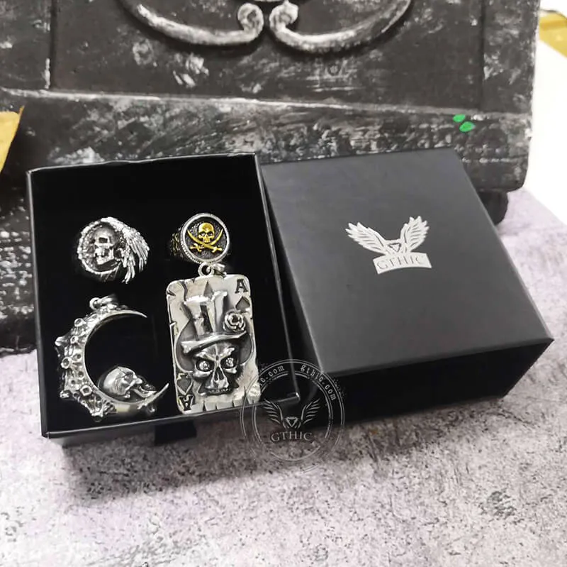 4 Pcs Skull Ring and Pendat Jewelry Set sold by GTHIC product image thumbnail 2