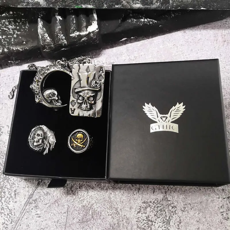 4 Pcs Skull Ring and Pendat Jewelry Set sold by GTHIC