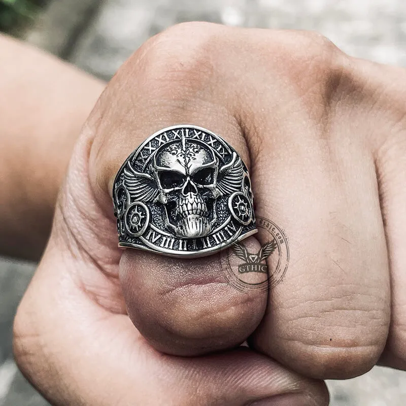 Winged Skull Sterling Silver Ruby Biker Ring sold by GTHIC product image thumbnail 4