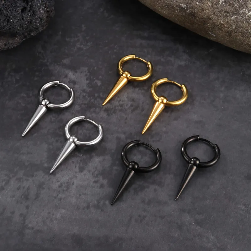 Conical Drop Stainless Steel Hoop Earrings sold by GTHIC