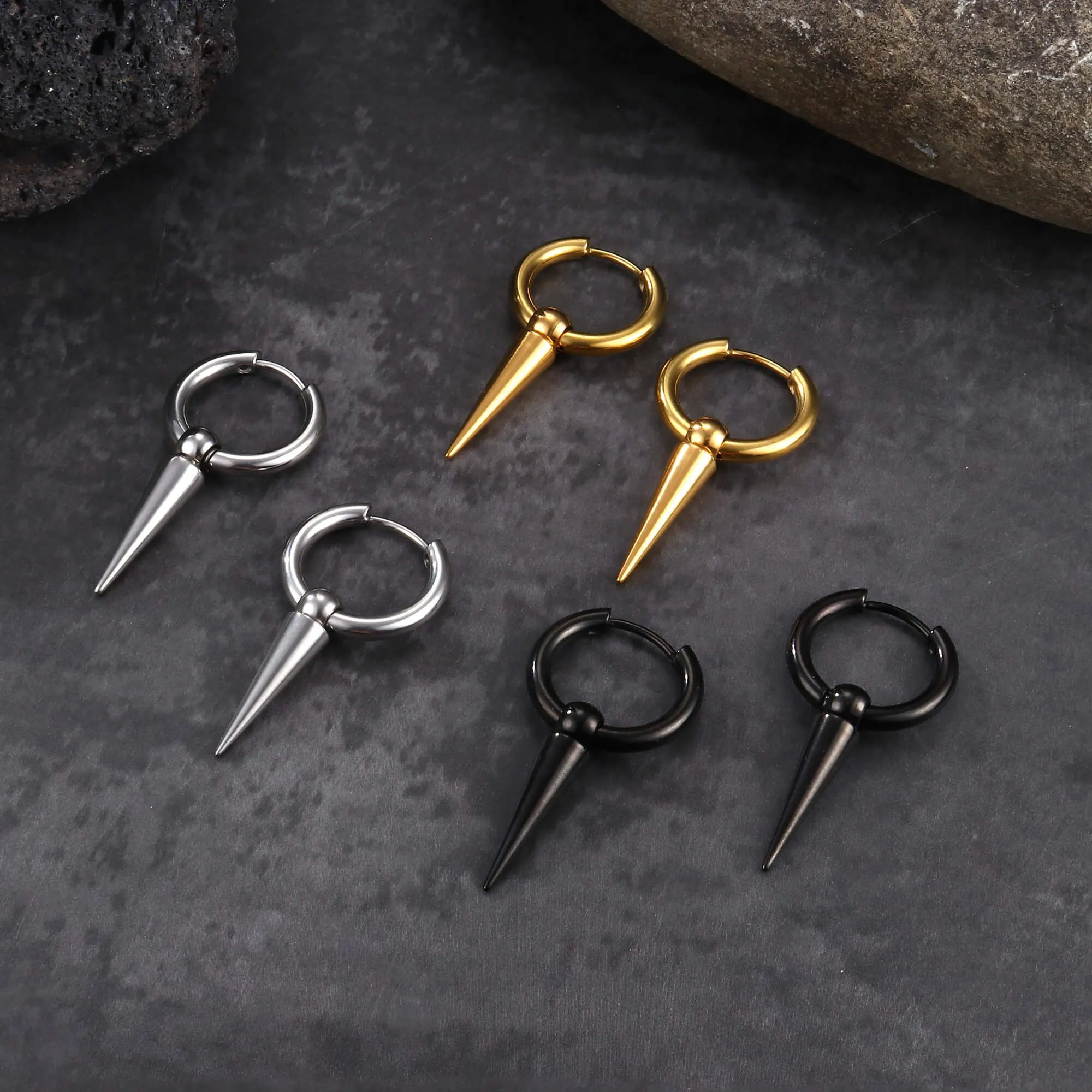 Conical Drop Stainless Steel Hoop Earrings sold by GTHIC