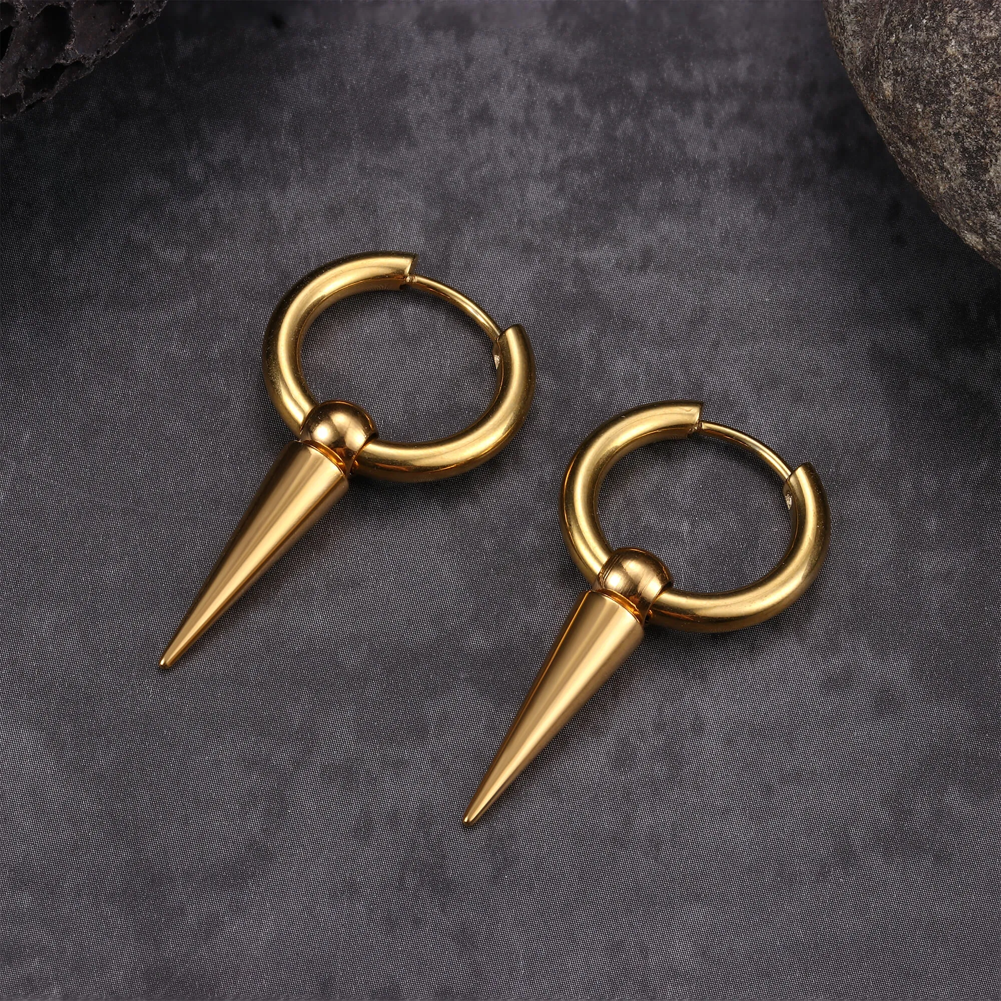 Conical Drop Stainless Steel Hoop Earrings sold by GTHIC product image thumbnail 5