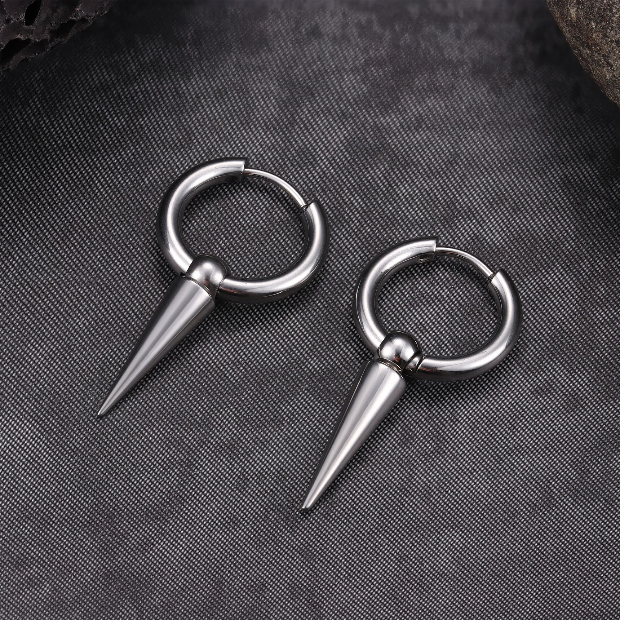 Conical Drop Stainless Steel Hoop Earrings sold by GTHIC product image thumbnail 3