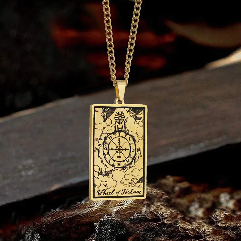 Wheel of Fortune Tarot Card Stainless Steel Necklace sold by GTHIC product image thumbnail 2