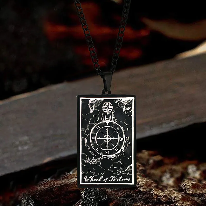 Wheel of Fortune Tarot Card Stainless Steel Necklace sold by GTHIC product image thumbnail 3