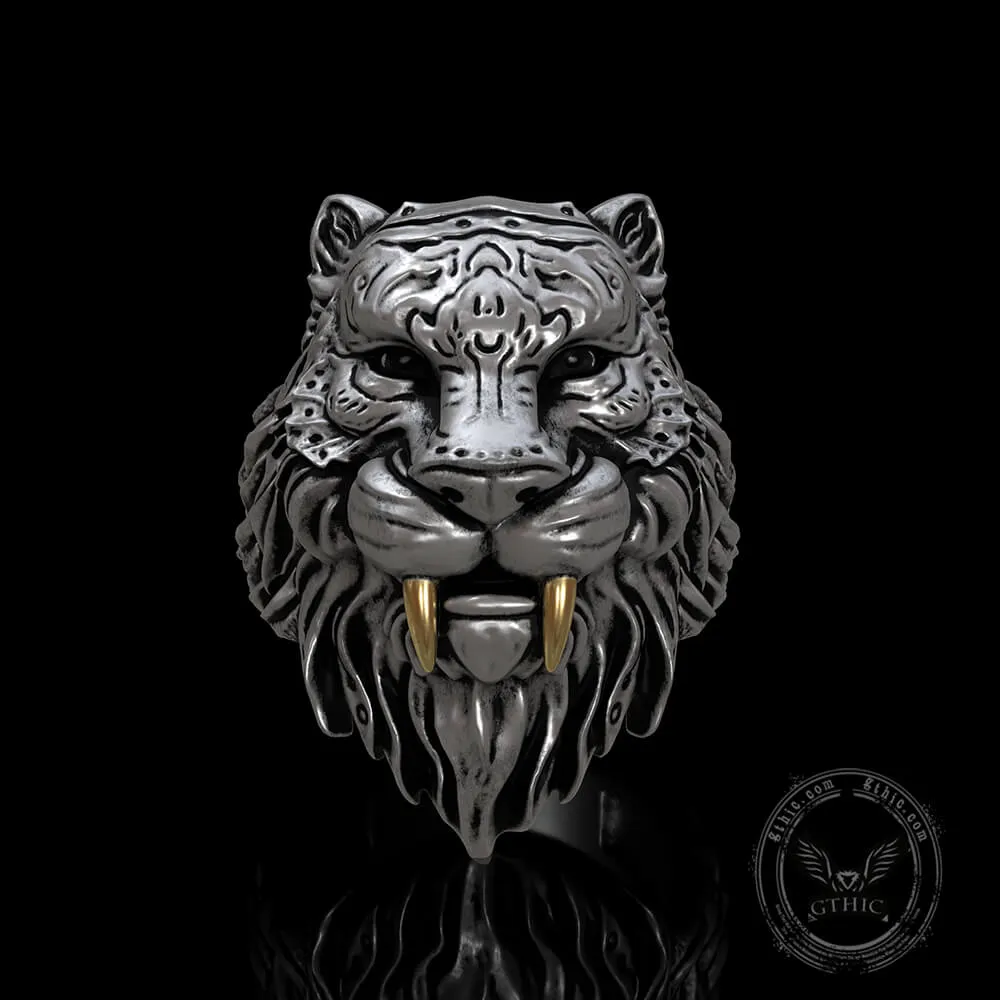 Saber-toothed Tiger Head Sterling Silver Ring sold by GTHIC product image thumbnail 4