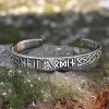 Stamped Futhark Runes Stainless Steel Viking Cuff Bracelet sold by GTHIC