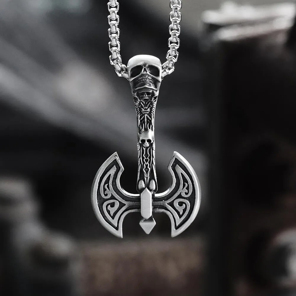 Skeleton Tomahawk Pure Tin Viking Necklace sold by GTHIC