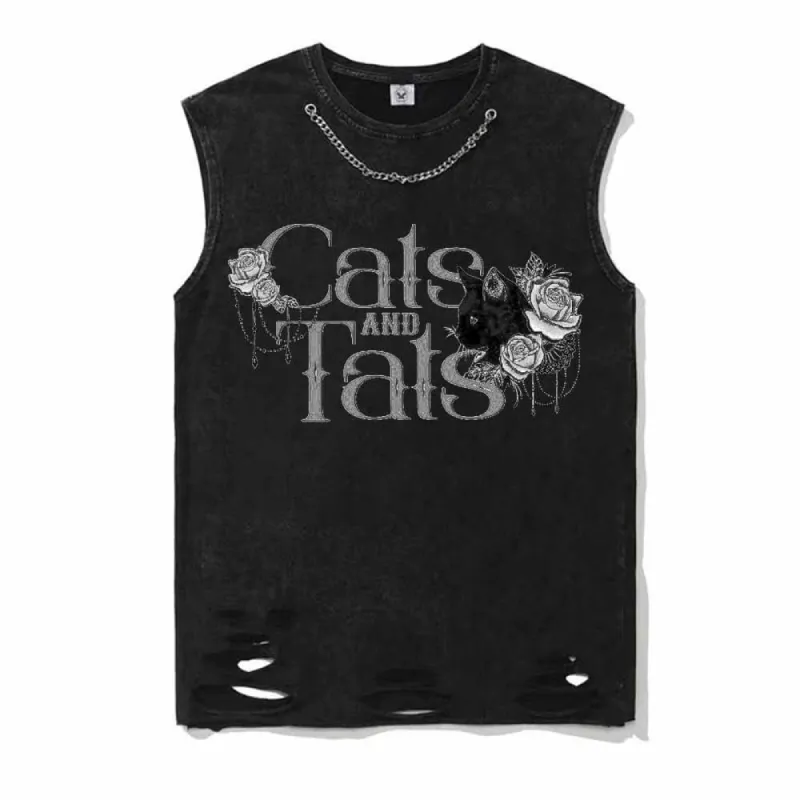 Cats And Tats Vintage Washed Cotton Vest Top sold by GTHIC