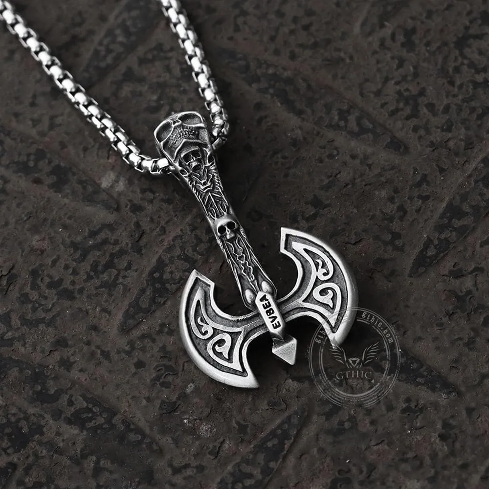 Skeleton Tomahawk Pure Tin Viking Necklace sold by GTHIC product image thumbnail 2