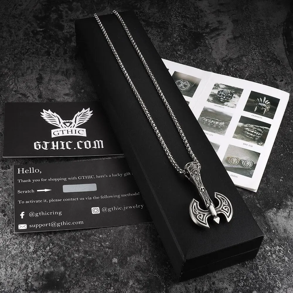 Skeleton Tomahawk Pure Tin Viking Necklace sold by GTHIC product image thumbnail 5