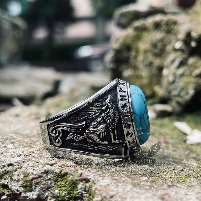 Viking Runes Wolf and Raven Stainless Steel Ring sold by GTHIC product image thumbnail 4