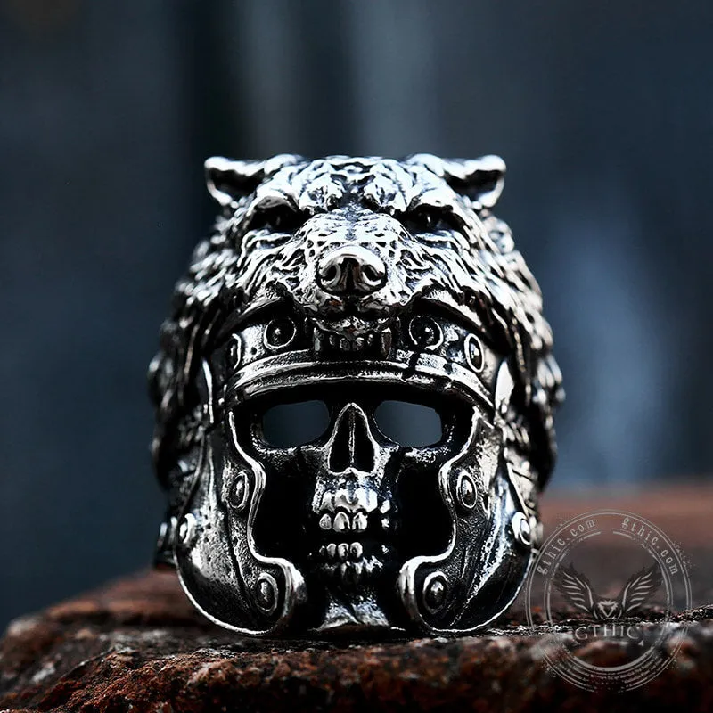 Vintage Warrior Wolf Head Stainless Steel Skull Ring sold by GTHIC product image thumbnail 4