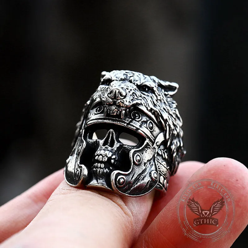 Vintage Warrior Wolf Head Stainless Steel Skull Ring sold by GTHIC product image thumbnail 3