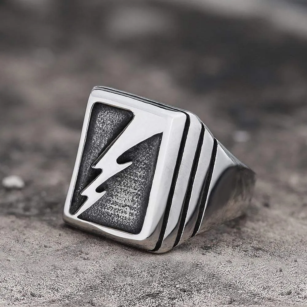 Lightning Bolt Stainless Steel Ring sold by GTHIC product image thumbnail 3