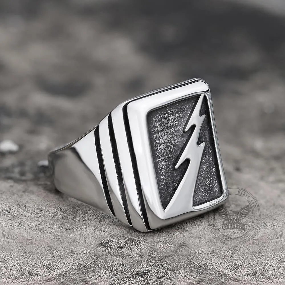 Lightning Bolt Stainless Steel Ring sold by GTHIC product image thumbnail 4