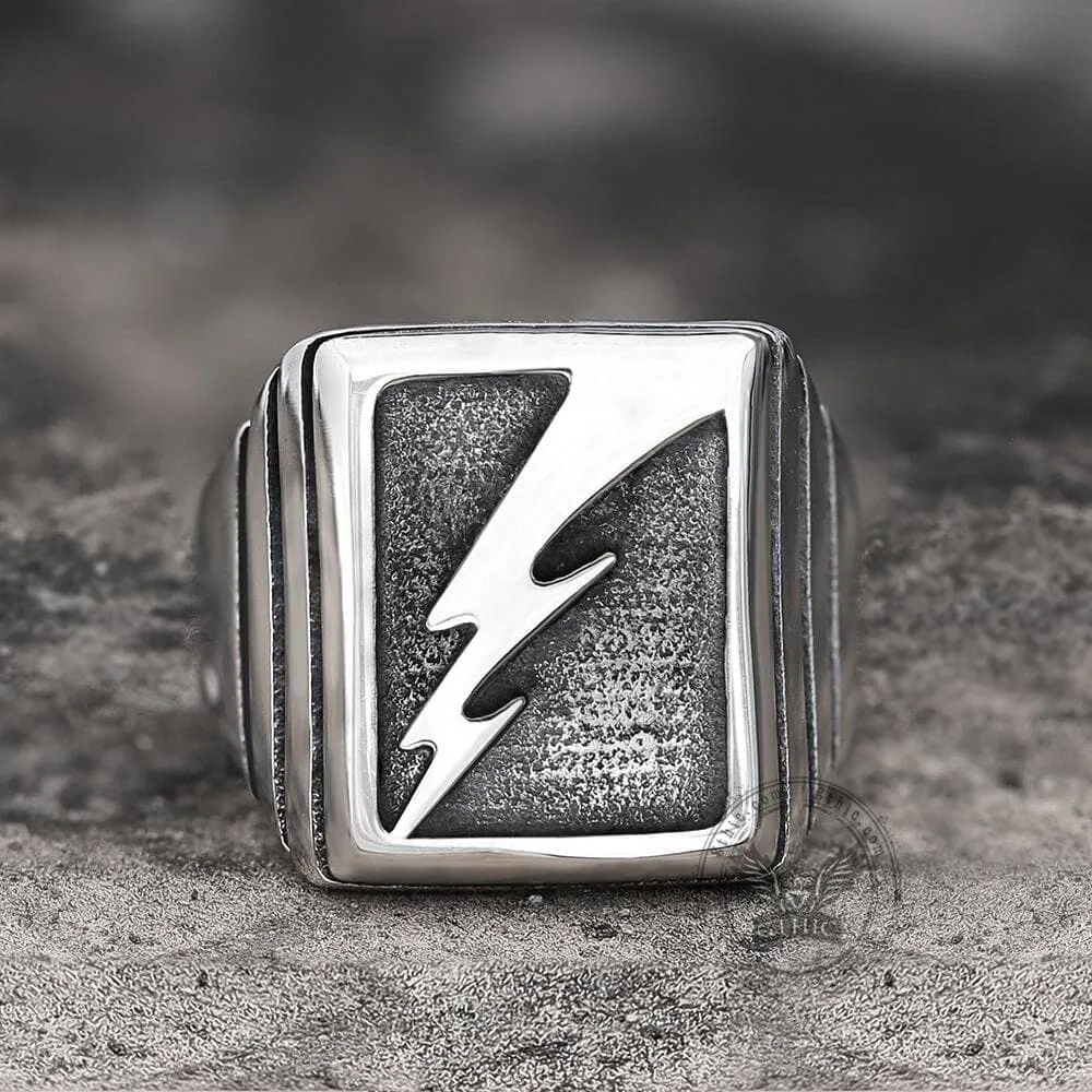 Lightning Bolt Stainless Steel Ring sold by GTHIC