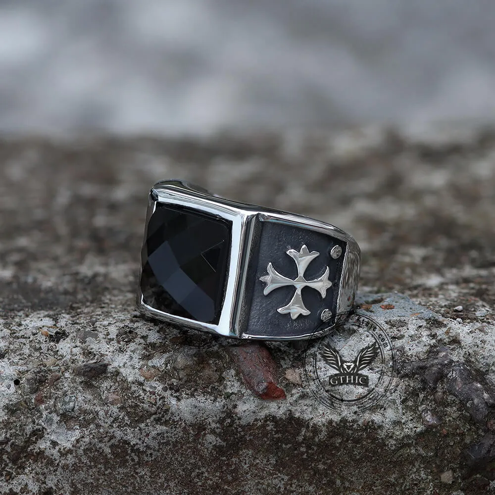 Gothic Cross Fleury Stainless Steel CZ Ring sold by GTHIC product image thumbnail 5