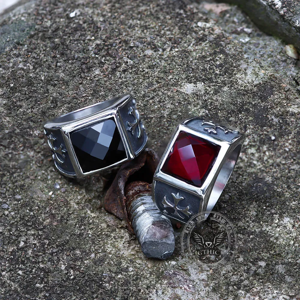 Gothic Cross Fleury Stainless Steel CZ Ring sold by GTHIC