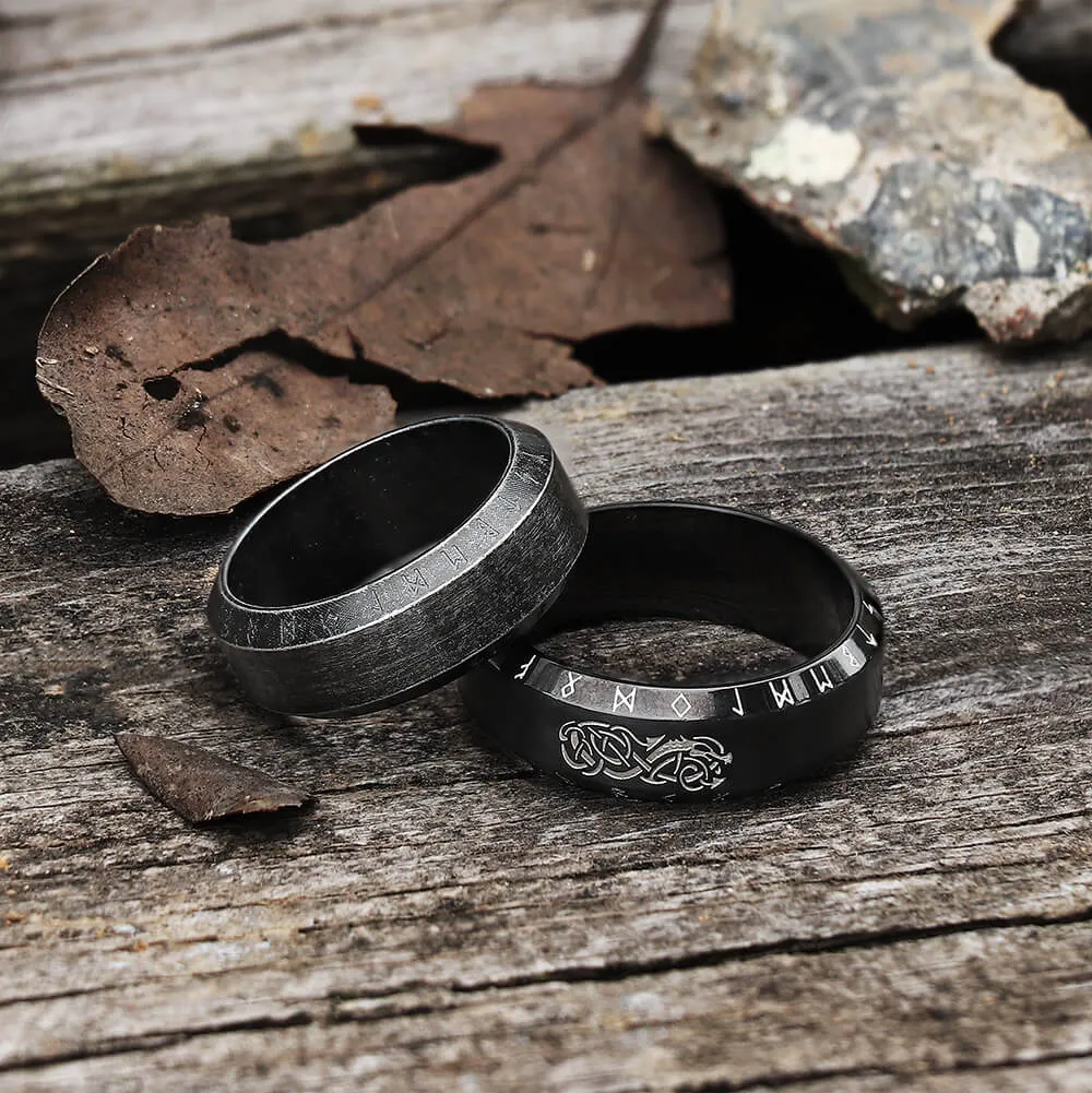 Norse Dragon Runes Stainless Steel Viking Ring sold by GTHIC