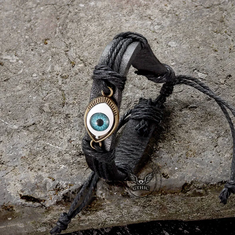 Evil Eye Leather Braided Bracelet sold by GTHIC product image thumbnail 5