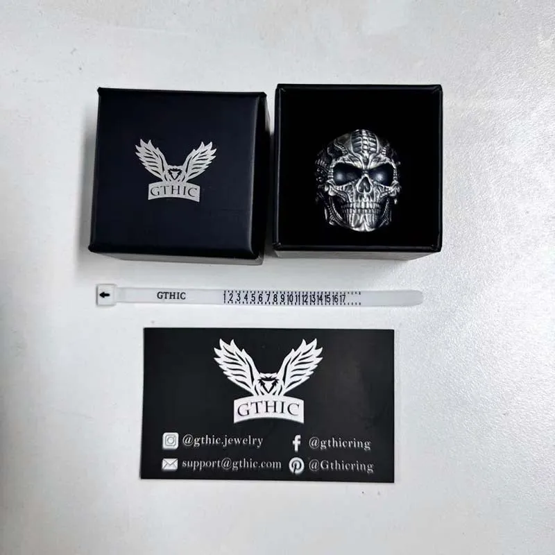 Steampunk Sterling Silver Skull Ring sold by GTHIC product image thumbnail 5