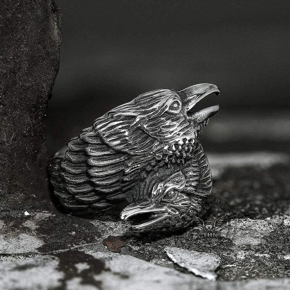 Odin Ravens Huginn and Munin Stainless Steel Viking Ring sold by GTHIC product image thumbnail 3