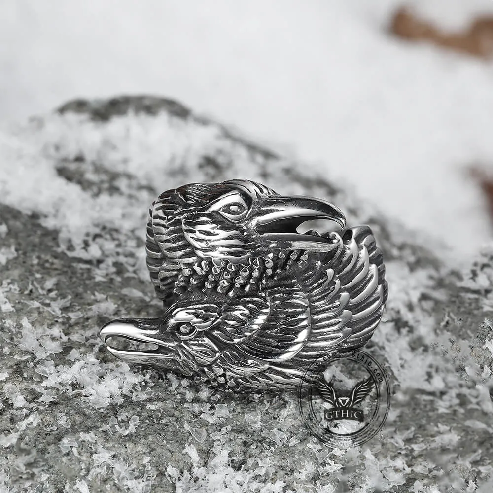 Odin Ravens Huginn and Munin Stainless Steel Viking Ring sold by GTHIC product image thumbnail 4